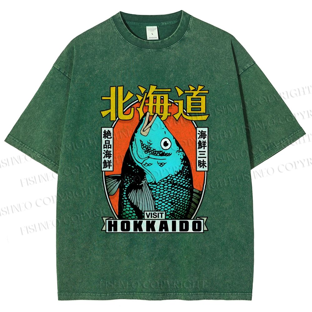 Unisex Visit Hokkaido Printed Washed Tee