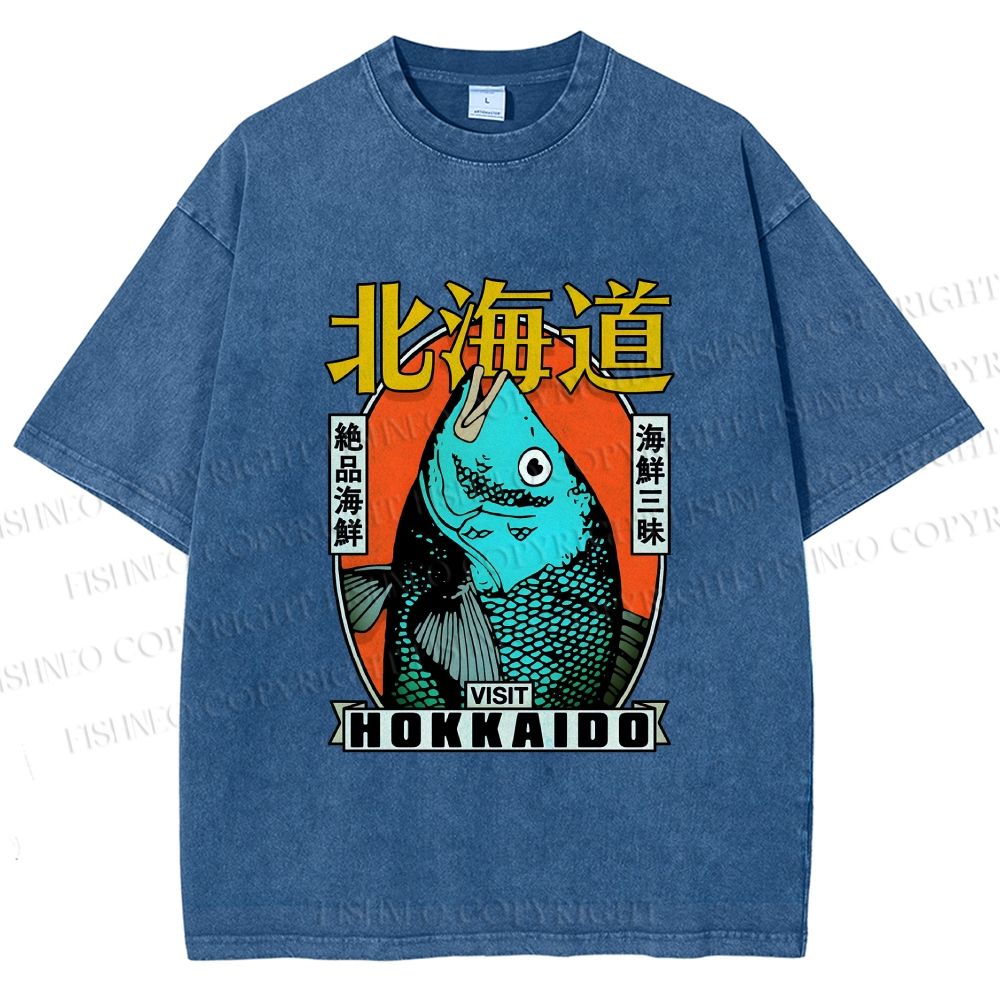 Unisex Visit Hokkaido Printed Washed Tee