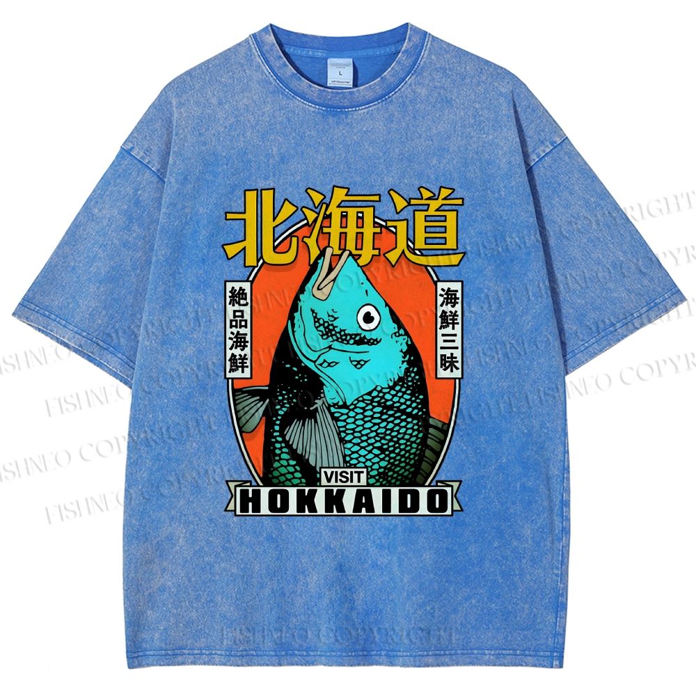 Unisex Visit Hokkaido Printed Washed Tee