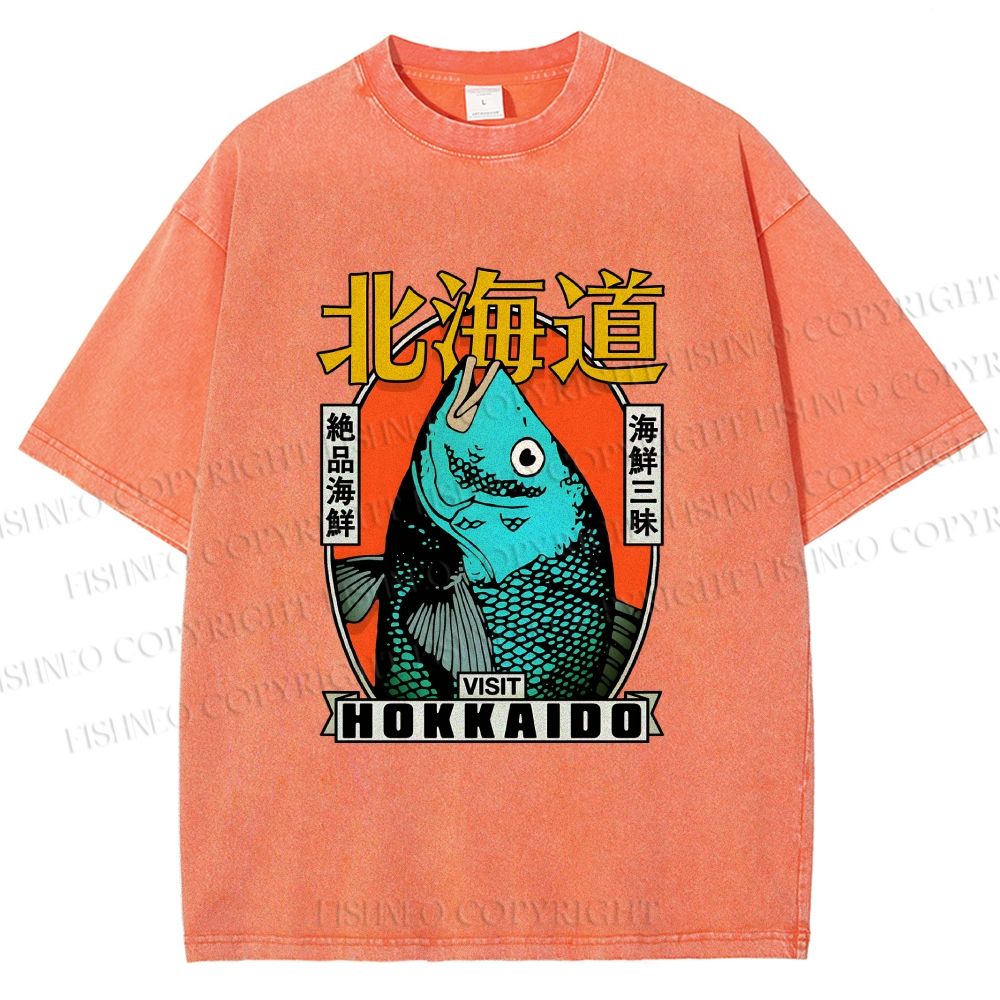 Unisex Visit Hokkaido Printed Washed Tee