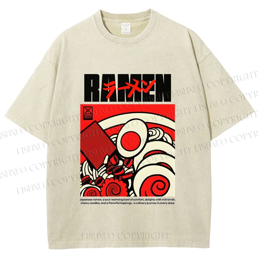 Unisex Ramen Culture Printed Washed Tee