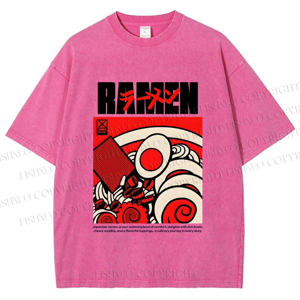 Unisex Ramen Culture Printed Washed Tee
