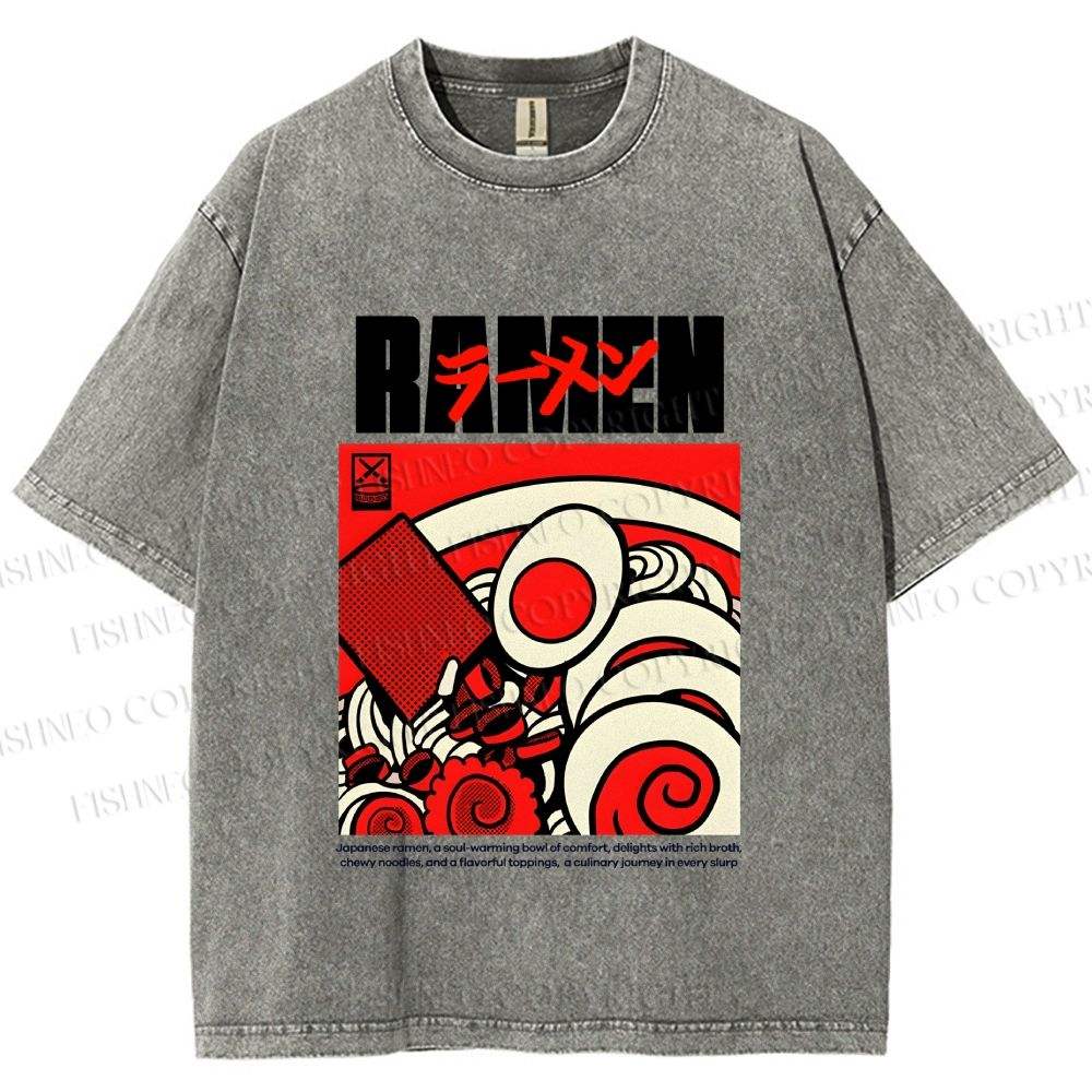 Unisex Ramen Culture Printed Washed Tee