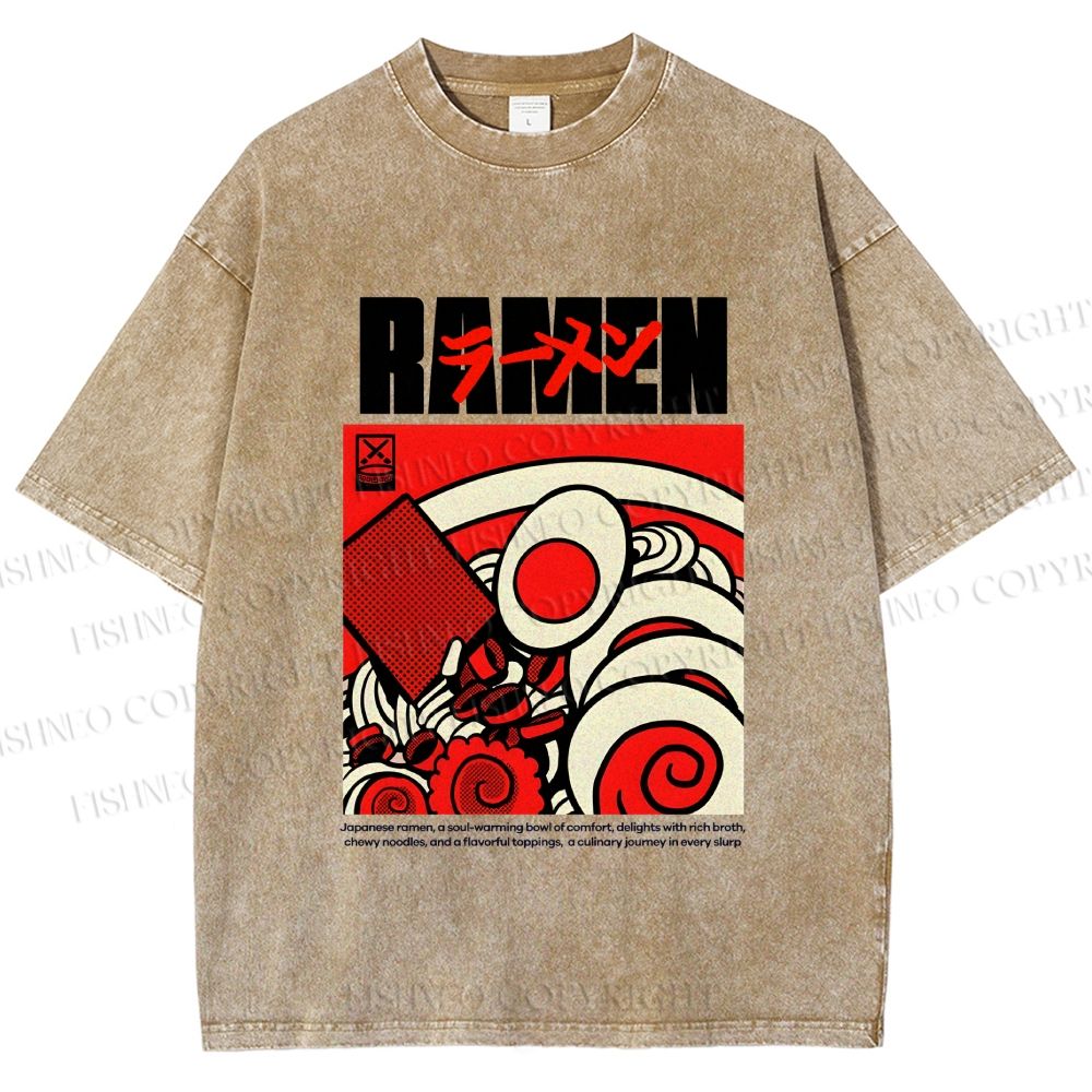 Unisex Ramen Culture Printed Washed Tee