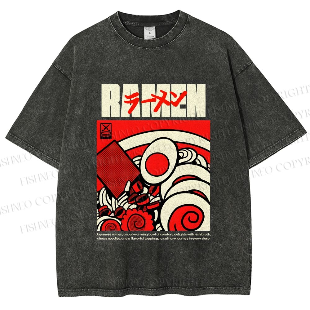 Unisex Ramen Culture Printed Washed Tee