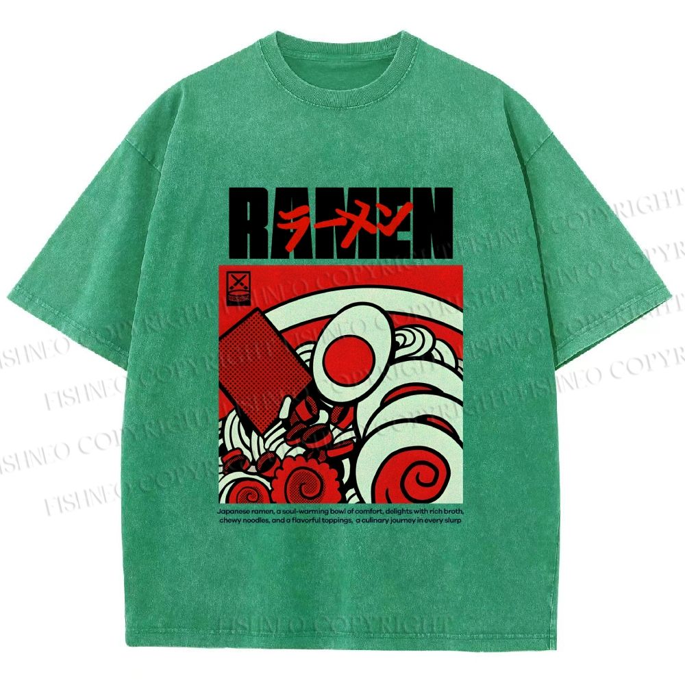 Unisex Ramen Culture Printed Washed Tee