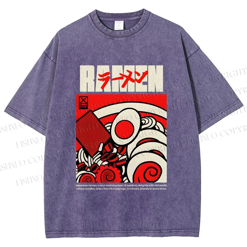 Unisex Ramen Culture Printed Washed Tee