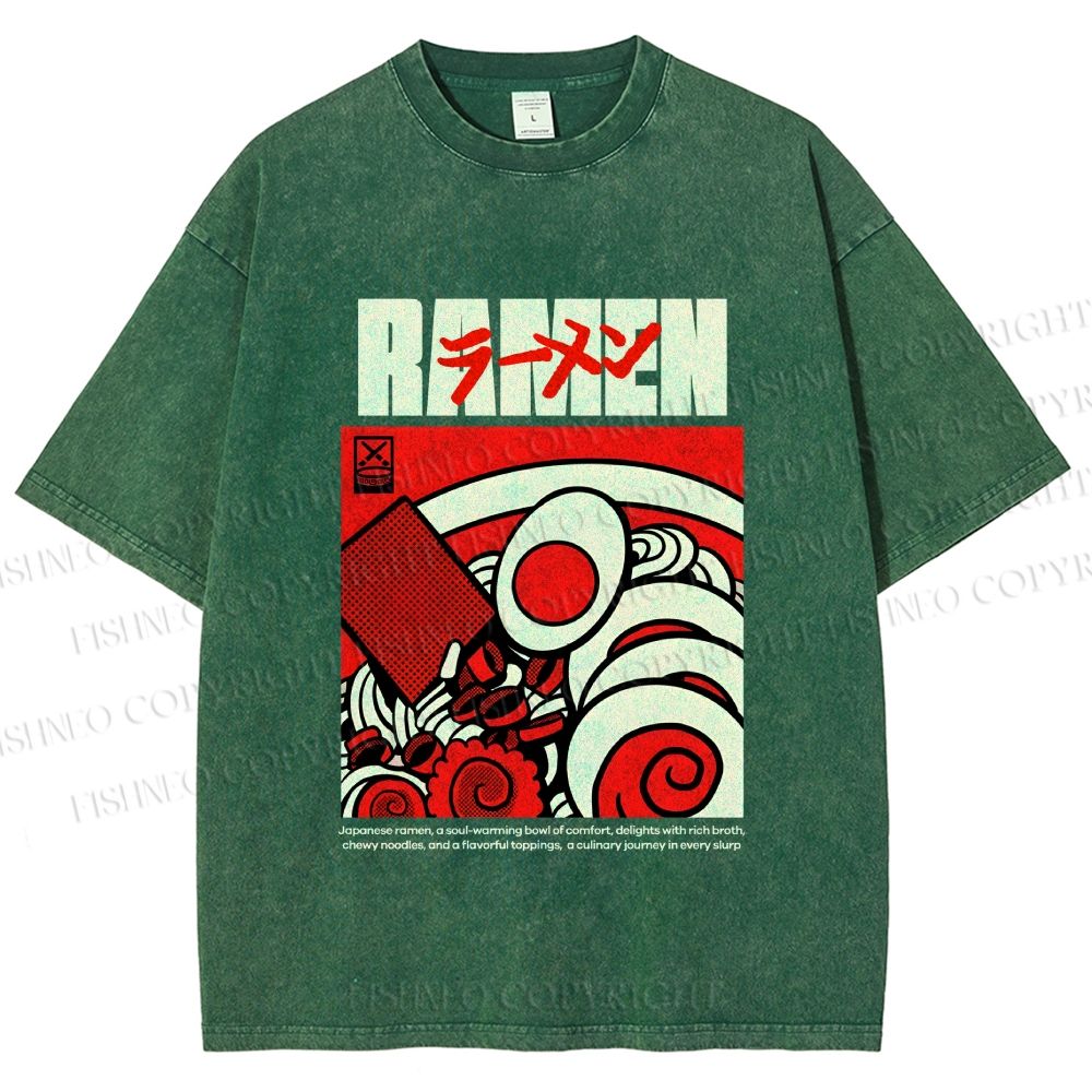 Unisex Ramen Culture Printed Washed Tee
