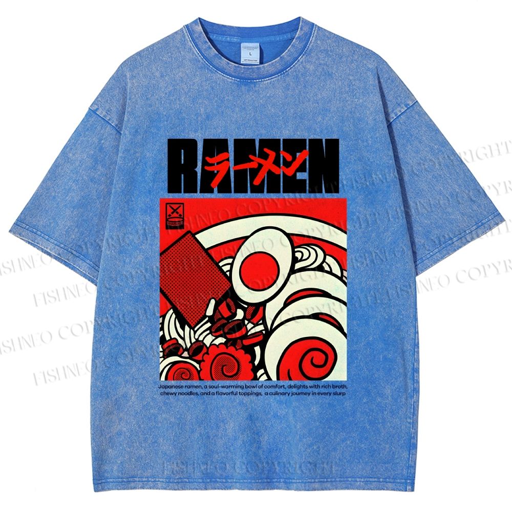 Unisex Ramen Culture Printed Washed Tee