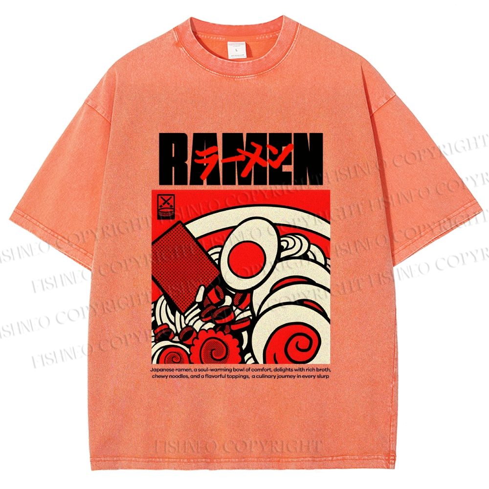 Unisex Ramen Culture Printed Washed Tee