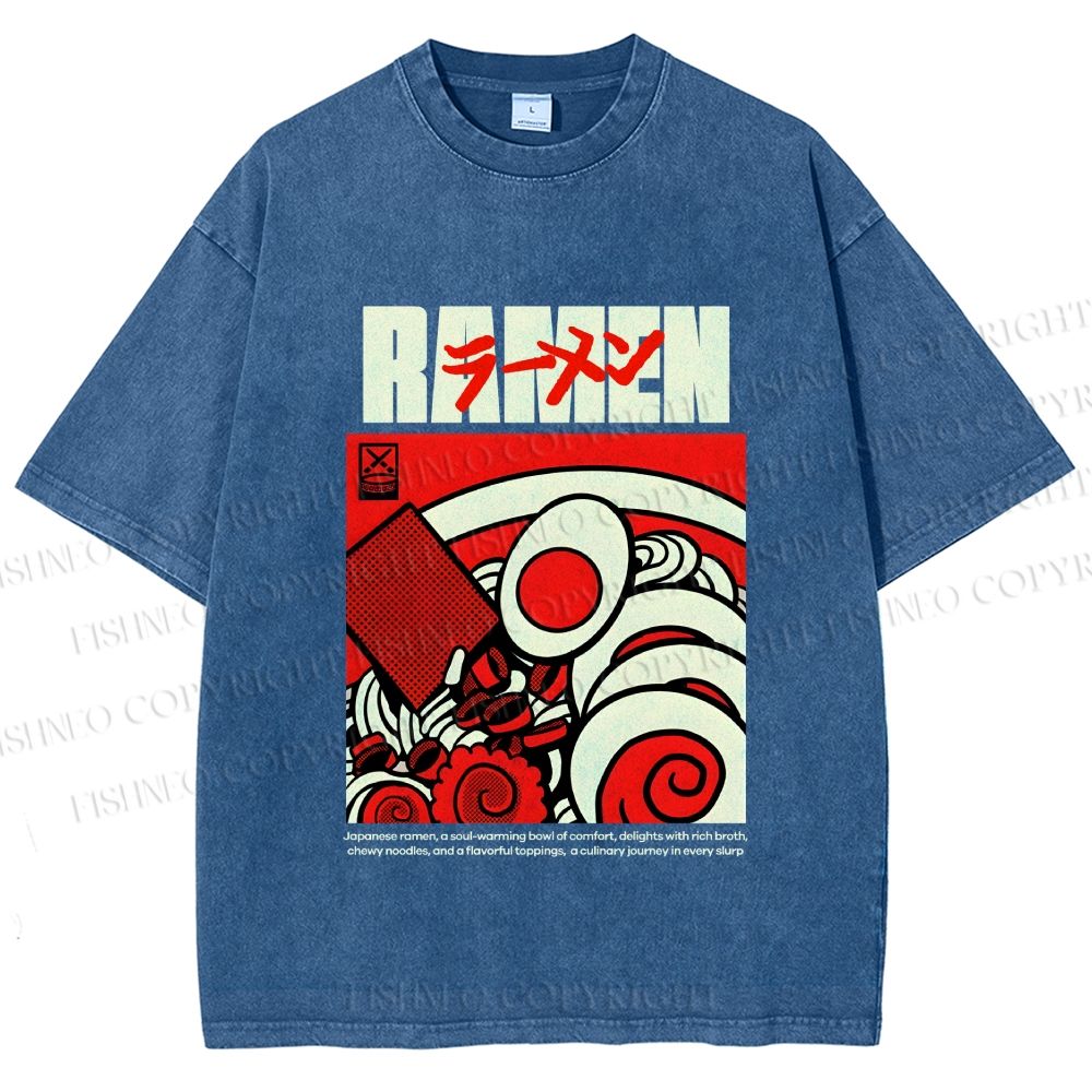 Unisex Ramen Culture Printed Washed Tee