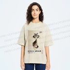 Unisex Sumi-e Cat Printed Washed Tee