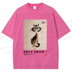 Unisex Sumi-e Cat Printed Washed Tee