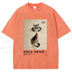 Unisex Sumi-e Cat Printed Washed Tee