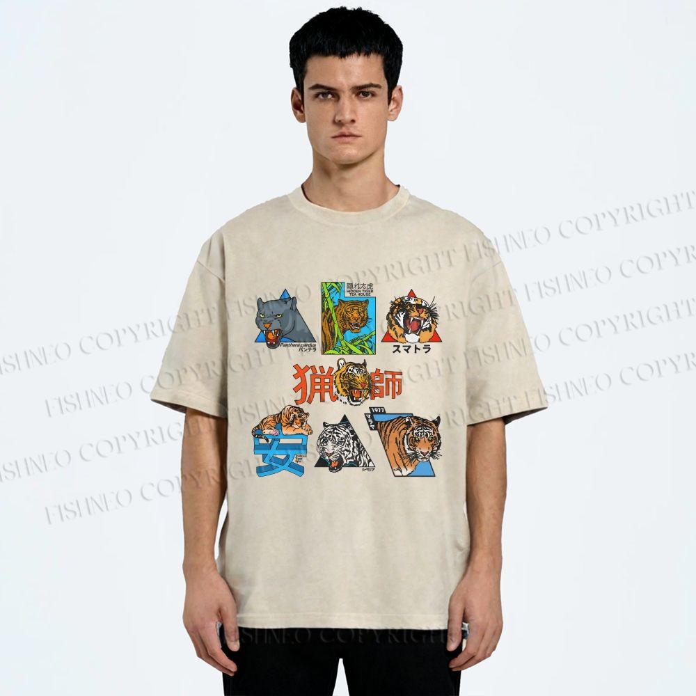 Unisex Tigers Printed Washed Tee