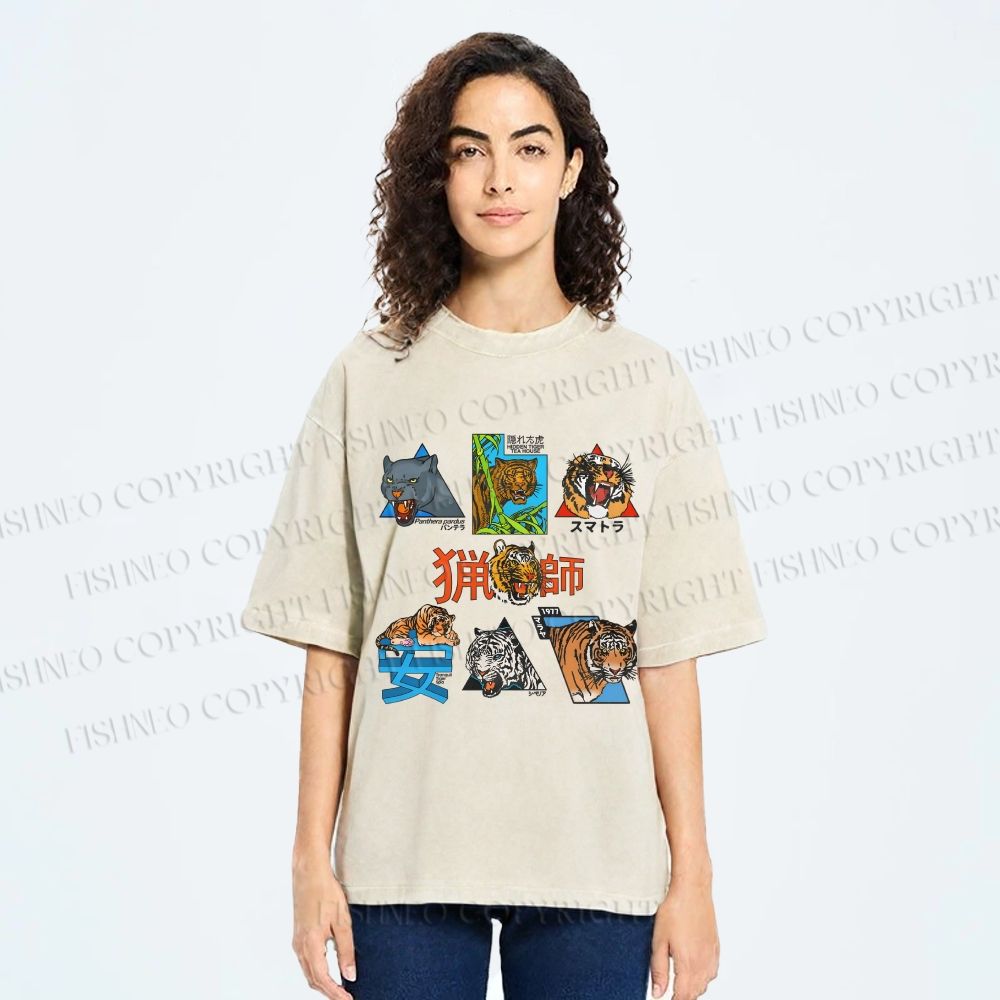 Unisex Tigers Printed Washed Tee