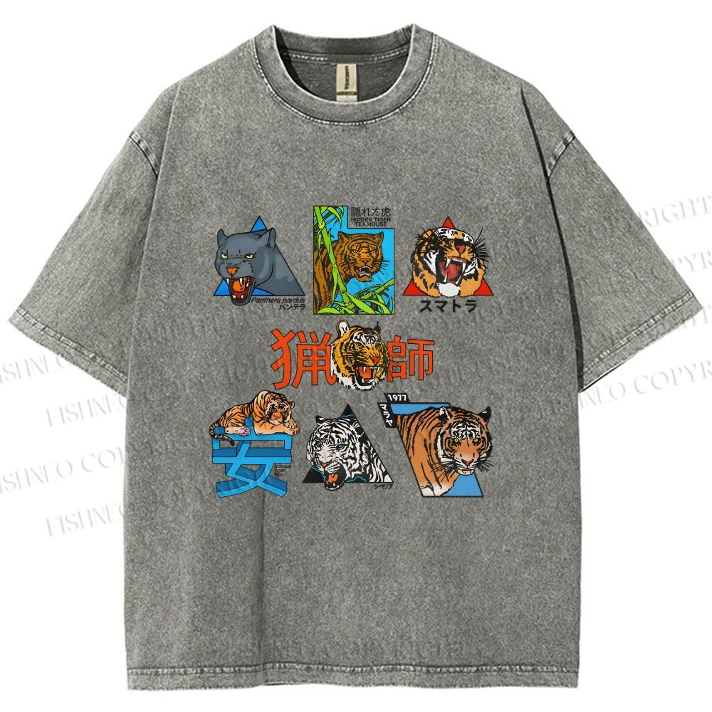 Unisex Tigers Printed Washed Tee