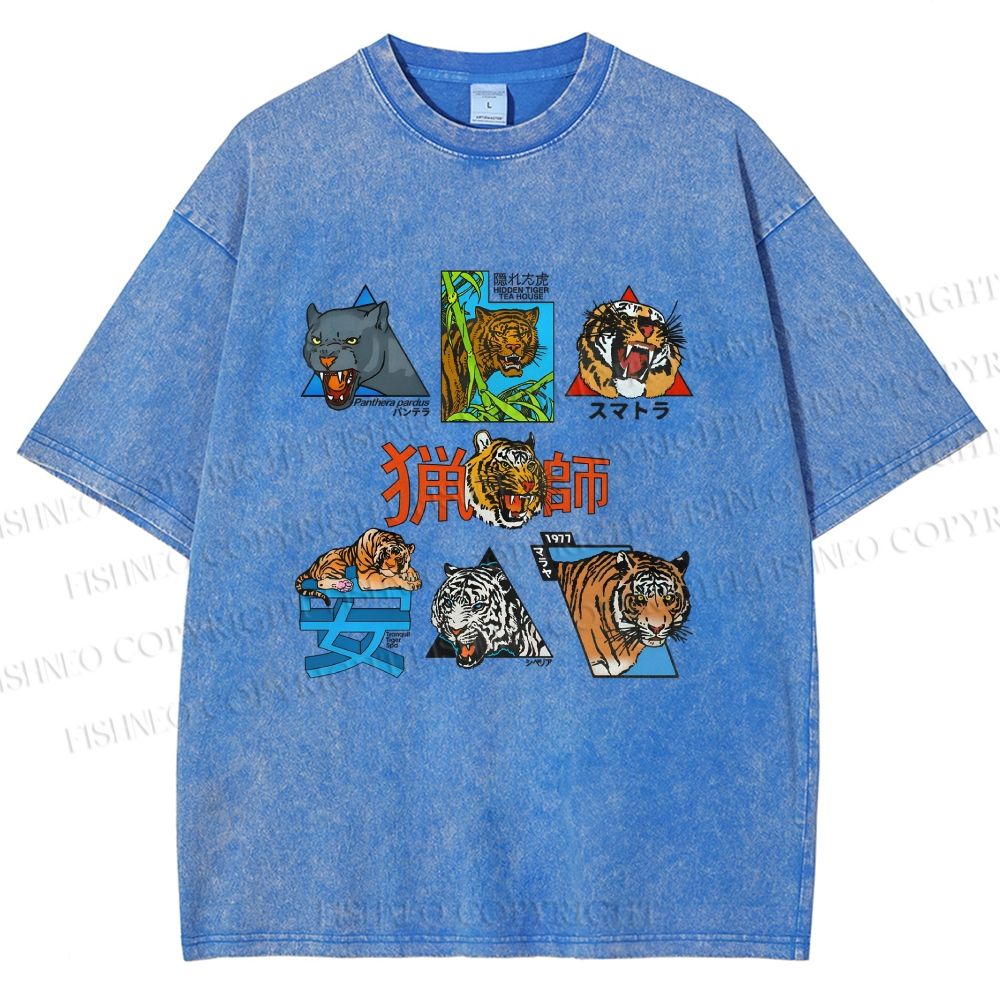 Unisex Tigers Printed Washed Tee
