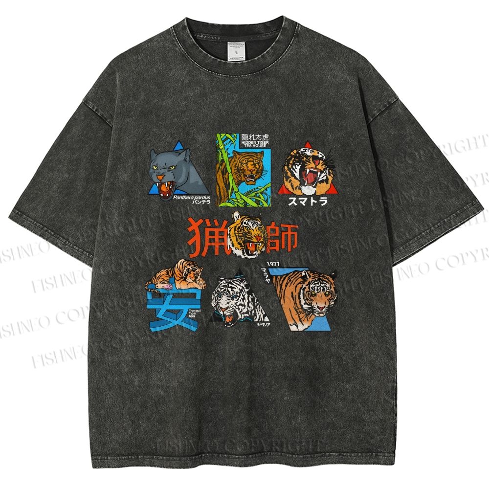 Unisex Tigers Printed Washed Tee