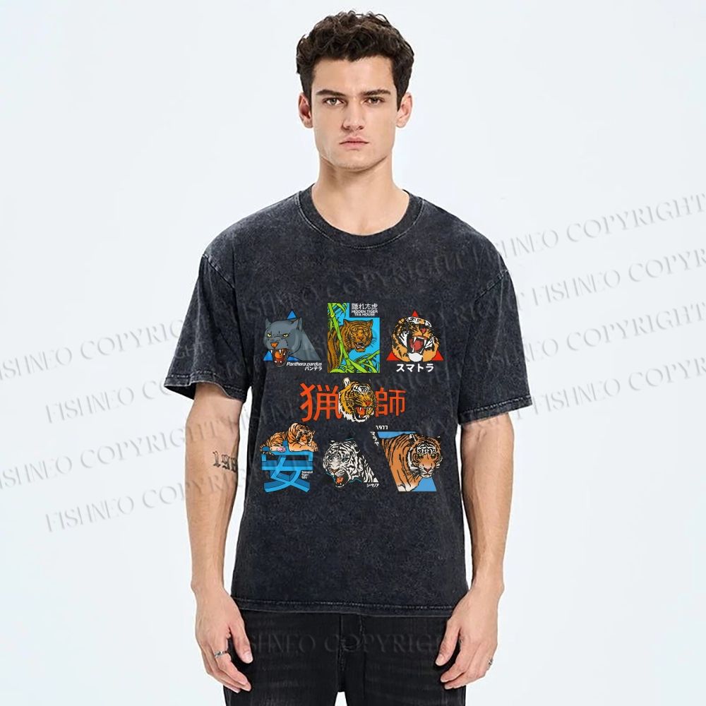 Unisex Tigers Printed Washed Tee