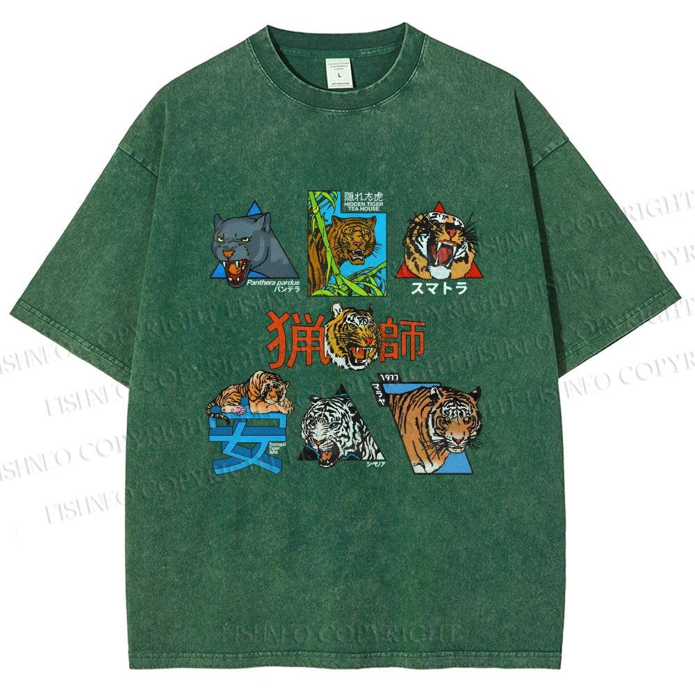 Unisex Tigers Printed Washed Tee