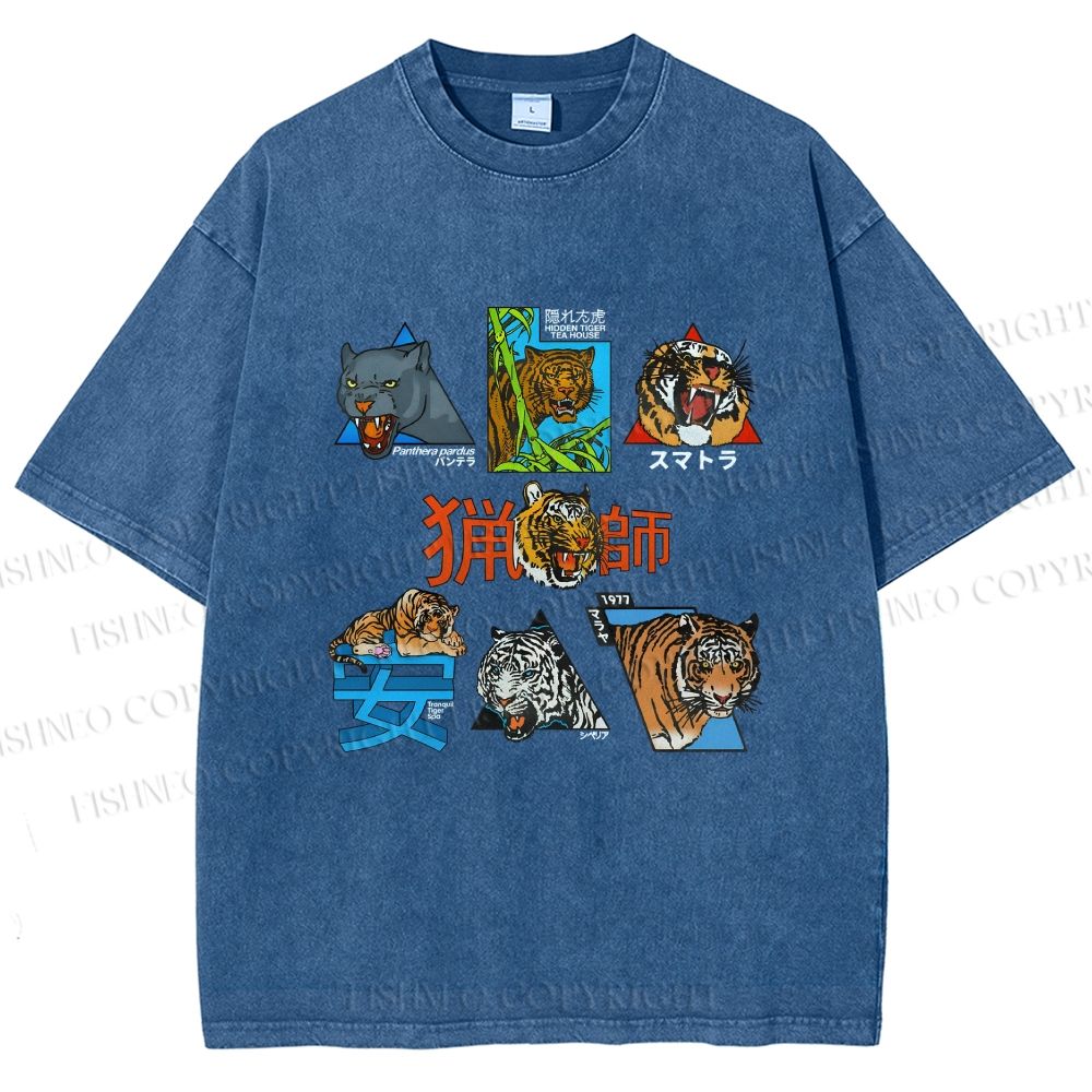 Unisex Tigers Printed Washed Tee
