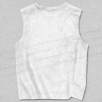 Unisex White Cat on Woman's Shoulder Printed Tank Top