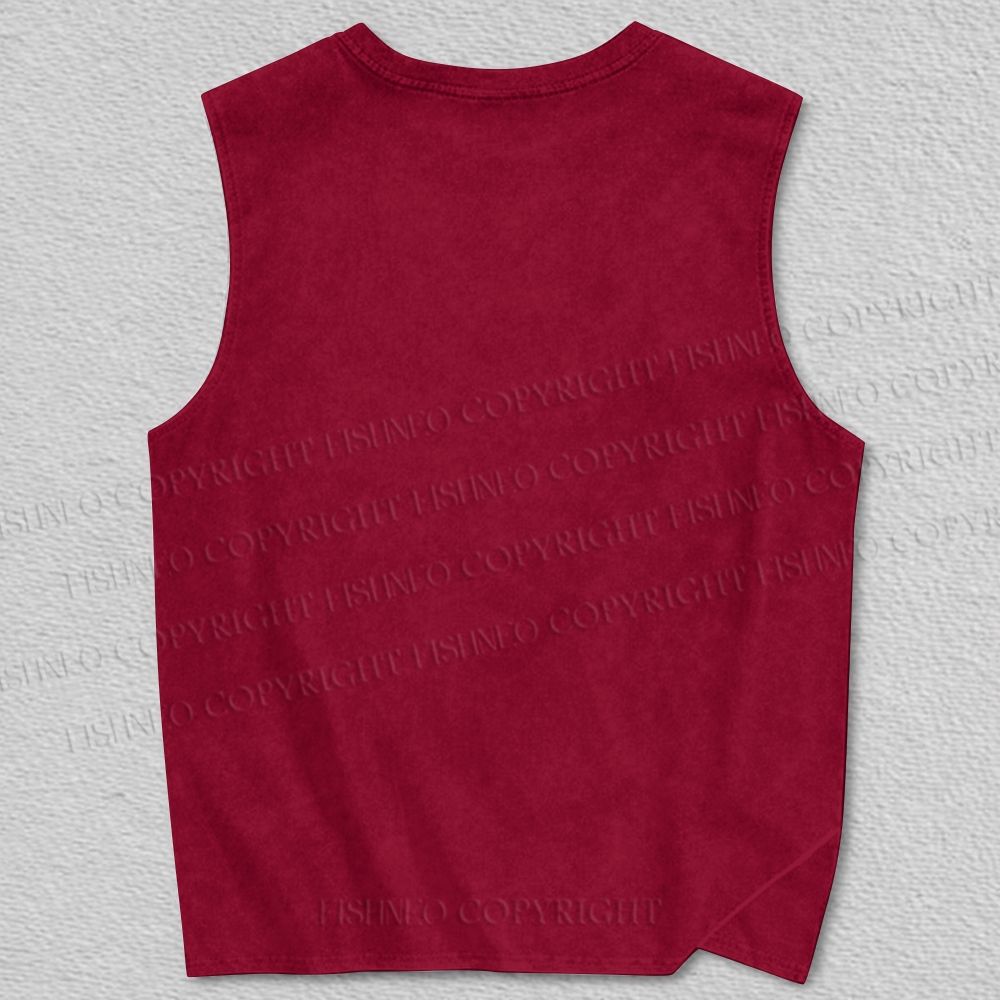 Unisex Pink White Dragon Sculpture Printed Tank Top