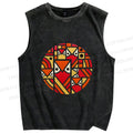 Unisex Geometric Owl in Round Printed Washed Tank Top