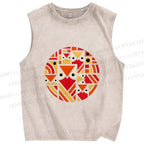 Unisex Geometric Owl in Round Printed Washed Tank Top