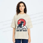 Unisex Cat in Wave On My Way Printed Washed Tee