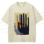 Unisex Bird in Hands Printed Washed Tee