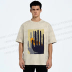 Unisex Bird in Hands Printed Washed Tee