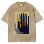 Unisex Bird in Hands Printed Washed Tee