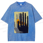 Unisex Bird in Hands Printed Washed Tee