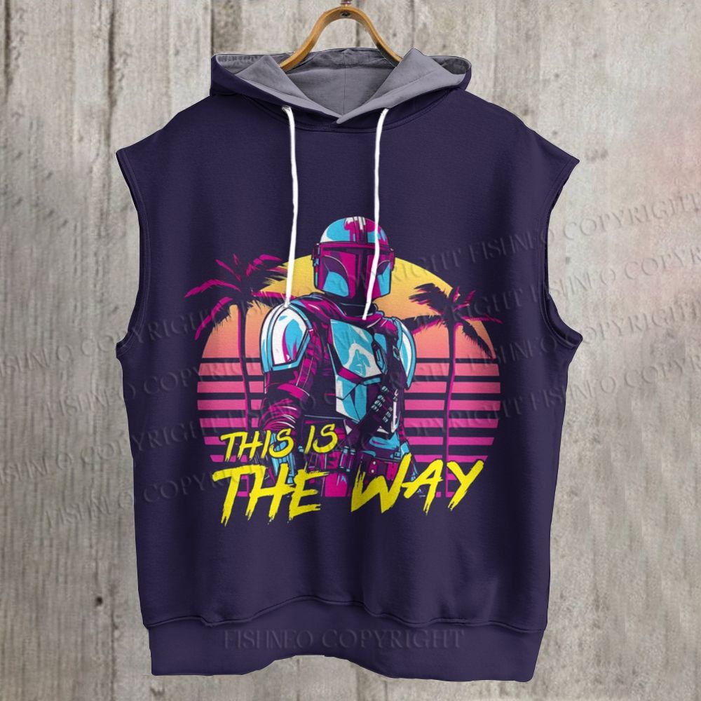 Unisex Star Wars Mandalorian Printed Sleeveless Hoodie