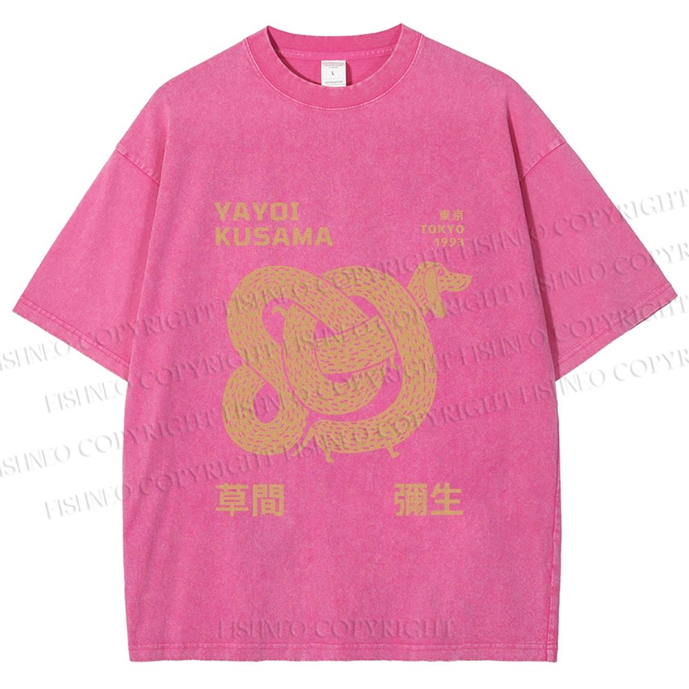 Unisex Yayoi Kusama Dachshund With Dots Printed Washed Tee