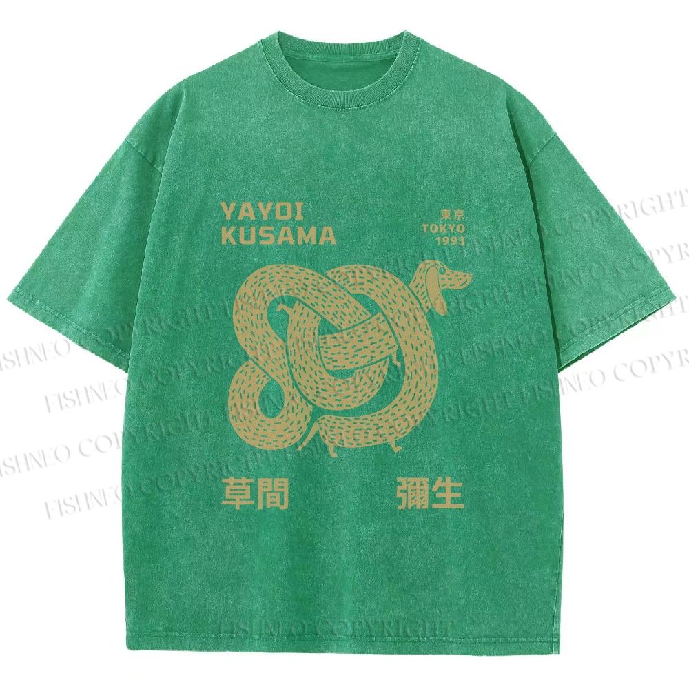 Unisex Yayoi Kusama Dachshund With Dots Printed Washed Tee
