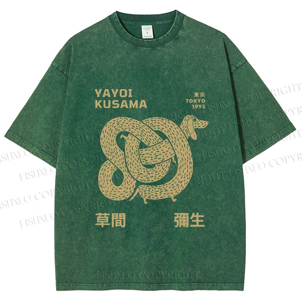 Unisex Yayoi Kusama Dachshund With Dots Printed Washed Tee