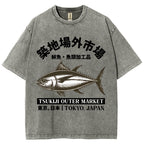 Tsukiji Market Tuna Fish Vintage Wash Japanese Design T-Shirt