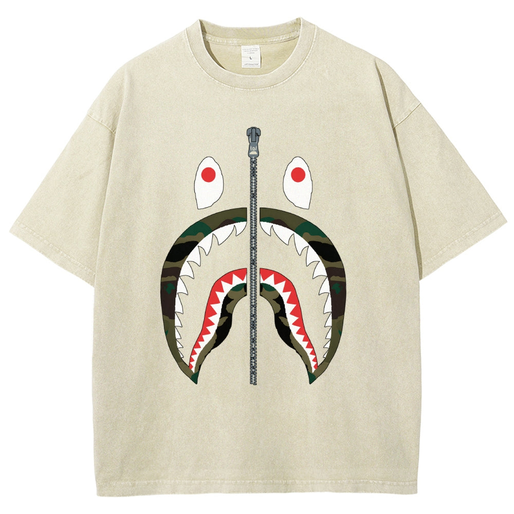 Shark Vintage Wash Japanese Design T-Shirt