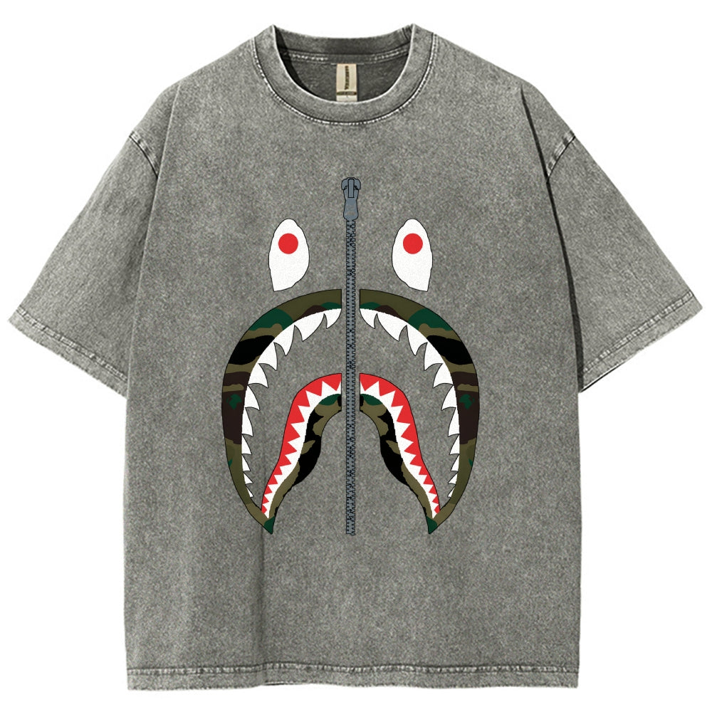 Shark Vintage Wash Japanese Design T-Shirt
