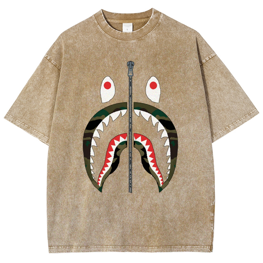 Shark Vintage Wash Japanese Design T-Shirt