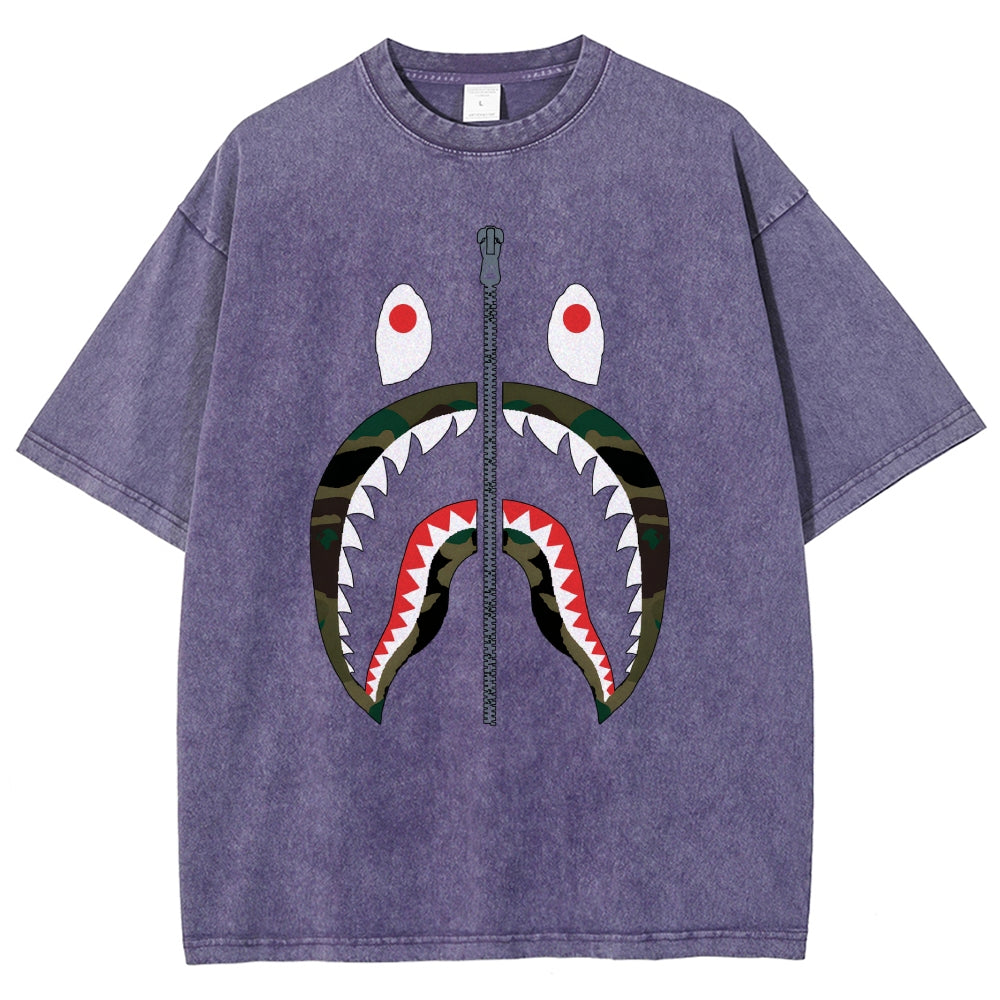 Shark Vintage Wash Japanese Design T-Shirt