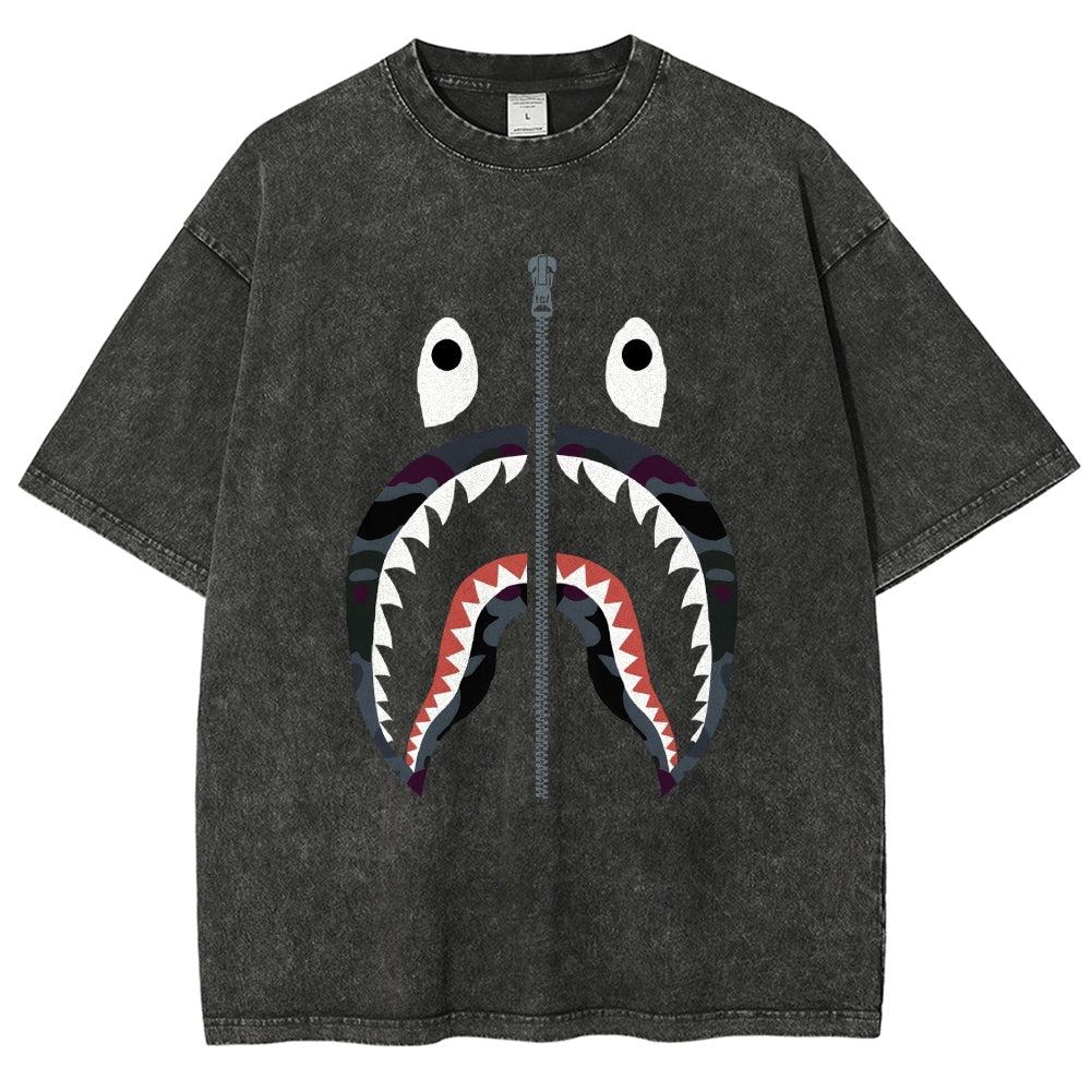 Shark Vintage Wash Japanese Design T-Shirt