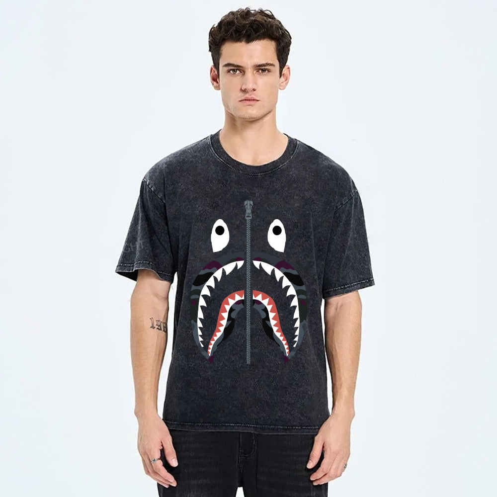 Shark Vintage Wash Japanese Design T-Shirt
