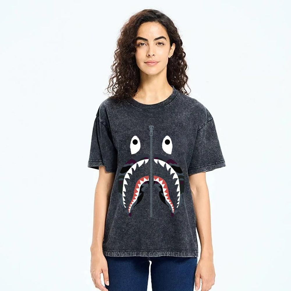 Shark Vintage Wash Japanese Design T-Shirt