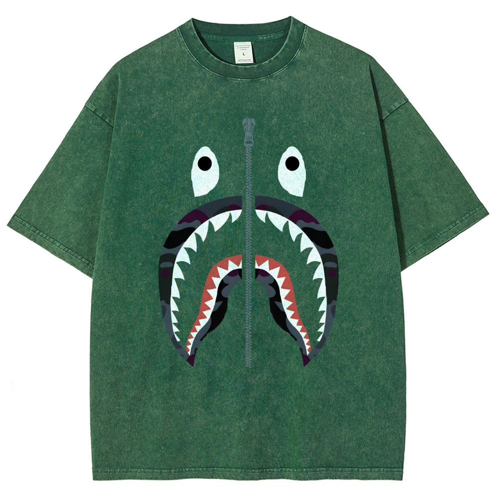 Shark Vintage Wash Japanese Design T-Shirt