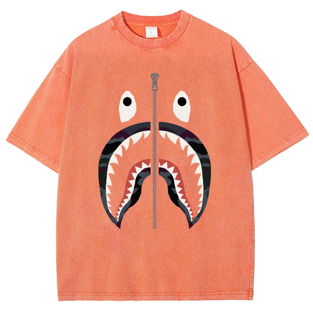 Shark Vintage Wash Japanese Design T-Shirt