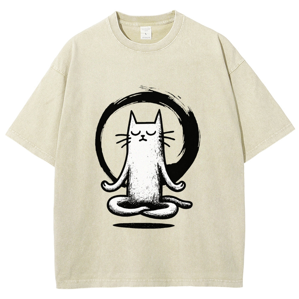 Zen Japan Cat Washed T-Shirt